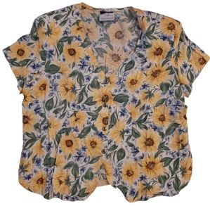 Vintage Granite Sunflower Button Up Blouse Size Large
